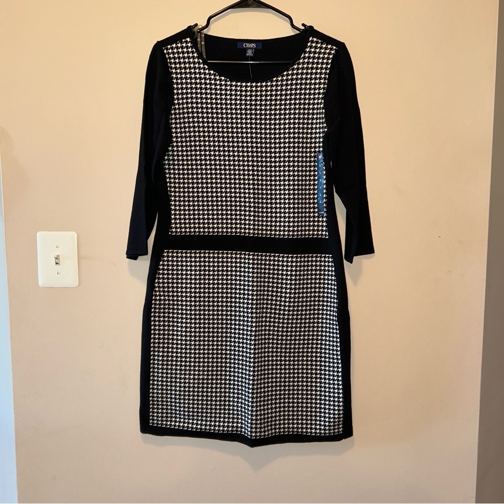 CHAPS Houndstooth Sweater Dress